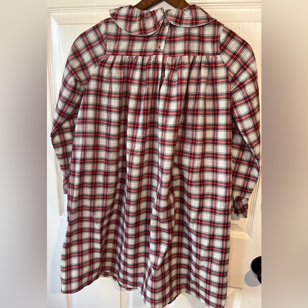 Janie and Jack Girl Goodnight Red White Plaid Nightgown Size 8 Christmas Holiday - Picture 2 of 6